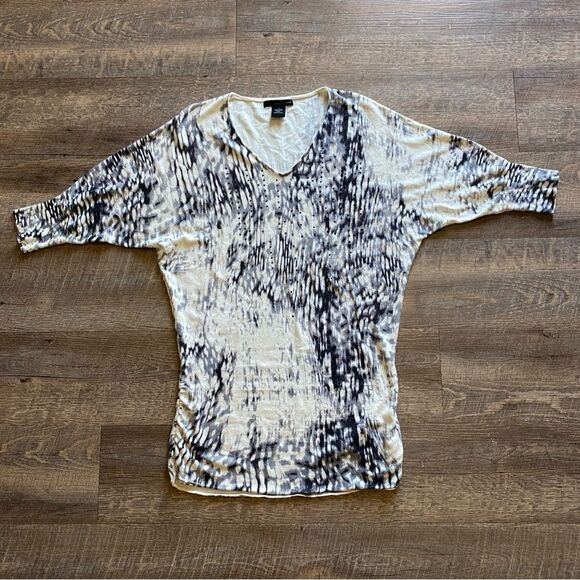 Calvin Klein Tunic Dress Animal Print Dolman Sleeve Leopard Beaded - Picture 5 of 13